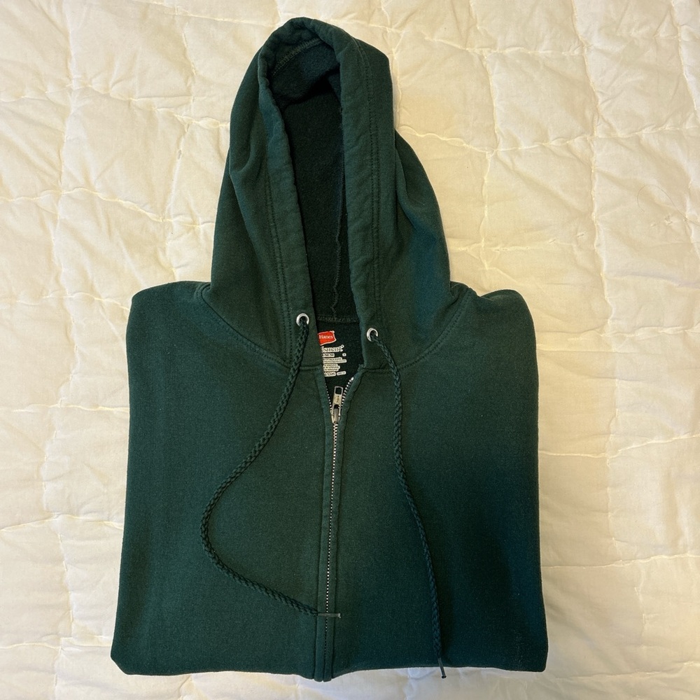 Hanes Dark Green Zip-Up Hoodie